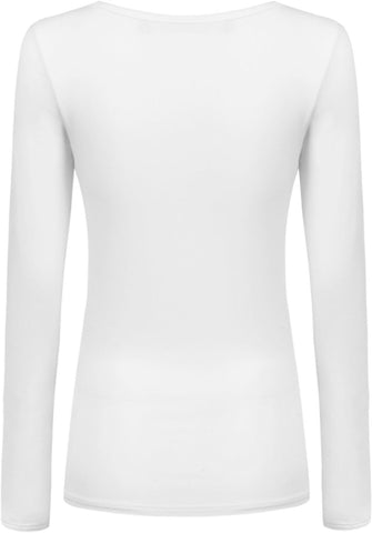 Women'S Long Sleeve T-Shirt Scoop Neck Basic Layer Stretchy Shirts