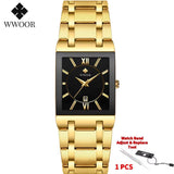 Brand Luxury Gold Bracelet Men'S Watches Fashion Square Quartz Wrist Watch for Men Stainless Steel Waterproof Reloj Hombre