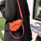 Women Shoulder Bag Saddle Bag Fashion Mini Handbags Hasp Zipper Solid Color Casual Simple inside Lock Ornament Bag