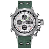 1Pc / Lot Men Genuine  Brand Designer Watches Students Fashion Leather Band Alarm Stopwatch Electronic Watch Montre Homme