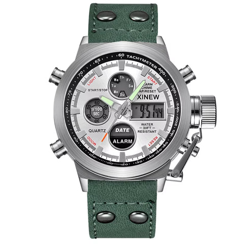 1Pc / Lot Men Genuine  Brand Designer Watches Students Fashion Leather Band Alarm Stopwatch Electronic Watch Montre Homme