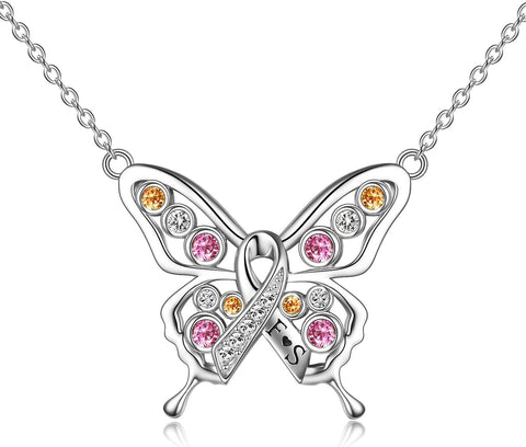 Sterling Silver Cancer Survivor Necklace Breast Ovarian Cancer Patient Gifts