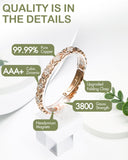 Pure Copper Bracelets for Women, Ultra Strength Magnetic Therapy Bracelet for Pain Relief with Neodymium Magnets & Sparkling Cubic Zirconia, Adjustable, Infinite Clover Jewelry