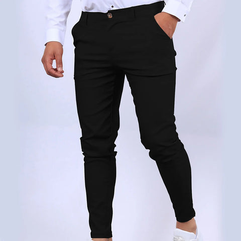 Mens Chinos Slim Fit Pants Flat Front Stretch Skinny Tapered Dress Pants Comfort Casual Solid Trousers 2024