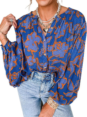 Women'S Floral Button down Blouse 2025 Fall Fashion Dressy Casual Long Sleeve Oversized Shirts Top Boho Clothes