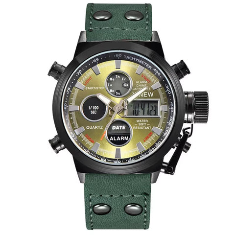 1Pc / Lot Men Genuine  Brand Designer Watches Students Fashion Leather Band Alarm Stopwatch Electronic Watch Montre Homme