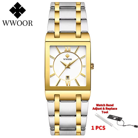 Brand Luxury Gold Bracelet Men'S Watches Fashion Square Quartz Wrist Watch for Men Stainless Steel Waterproof Reloj Hombre