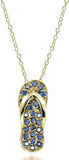 Sterling Silver Simulated Blue Sapphire Flip-Flop Beach Sandal Necklace