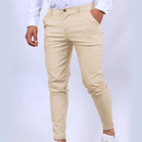 Mens Chinos Slim Fit Pants Flat Front Stretch Skinny Tapered Dress Pants Comfort Casual Solid Trousers 2024