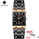 Brand Luxury Gold Bracelet Men'S Watches Fashion Square Quartz Wrist Watch for Men Stainless Steel Waterproof Reloj Hombre