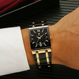 Brand Luxury Gold Bracelet Men'S Watches Fashion Square Quartz Wrist Watch for Men Stainless Steel Waterproof Reloj Hombre